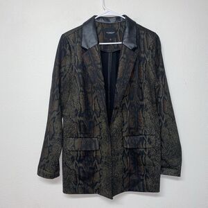 Liverpool Los Angeles Animal Print Blazer Jacket Size M Faux Leather Collar NWOT